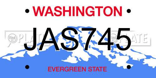 JAS745 Washington License Plate