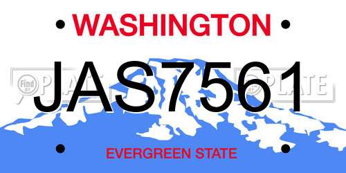 JAS7561 Washington License Plate