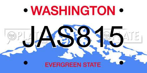 JAS815 Washington License Plate