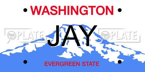 JAY Washington License Plate