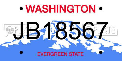 JB18567 Washington License Plate