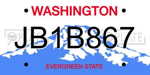 JB1B867 Washington License Plate