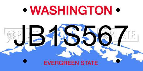 JB1S567 Washington License Plate