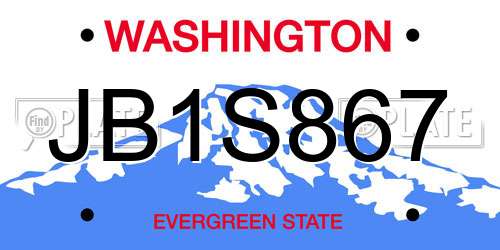 JB1S867 Washington License Plate