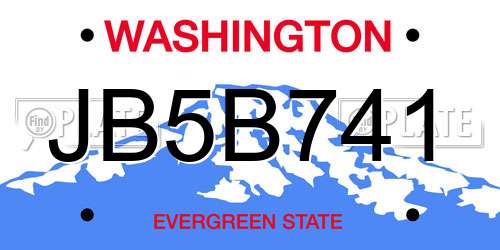 JB5B741 Washington License Plate