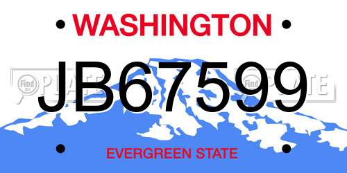 JB67599 Washington License Plate