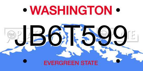 JB6T599 Washington License Plate