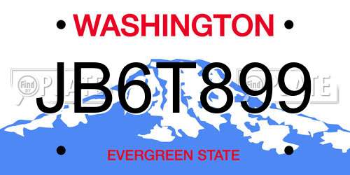 JB6T899 Washington License Plate