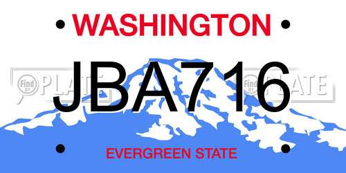 JBA716 Washington License Plate