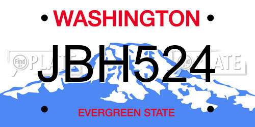 JBH524 Washington License Plate