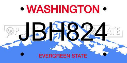 JBH824 Washington License Plate