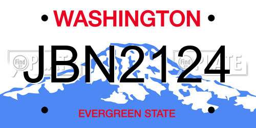 JBN2124 Washington License Plate