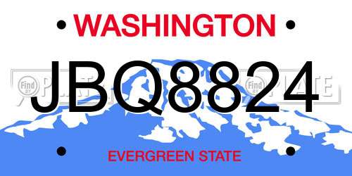 JBQ8824 Washington License Plate