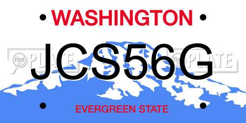 JCS56G Washington License Plate