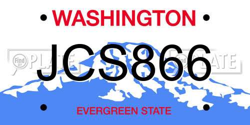 JCS866 Washington License Plate