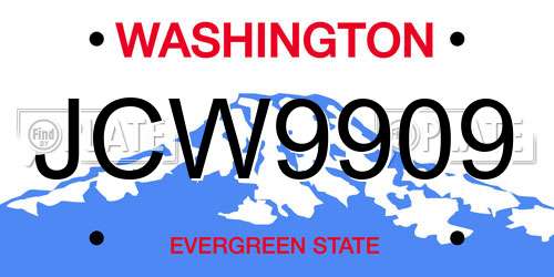 JCW9909 Washington License Plate
