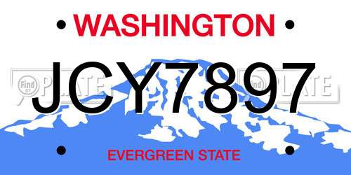 JCY7897 Washington License Plate