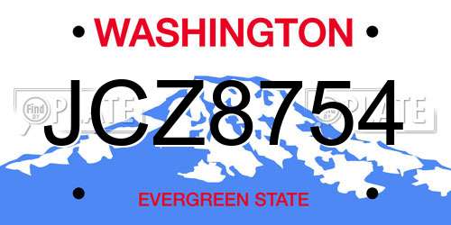 JCZ8754 Washington License Plate
