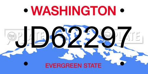 JD62297 Washington License Plate