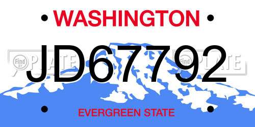 JD67792 Washington License Plate