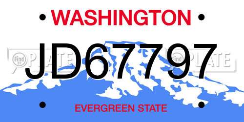 JD67797 Washington License Plate