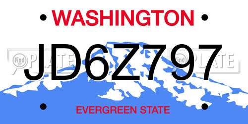 JD6Z797 Washington License Plate