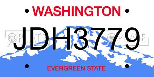 JDH3779 Washington License Plate