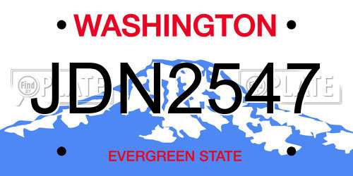 JDN2547 Washington License Plate