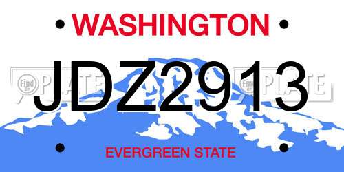 JDZ2913 Washington License Plate
