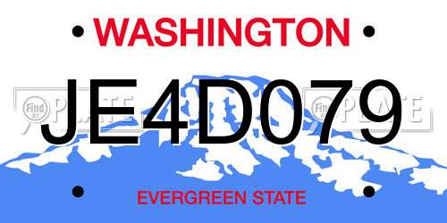 JE4D079 Washington License Plate