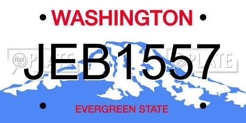 JEB1557 Washington License Plate