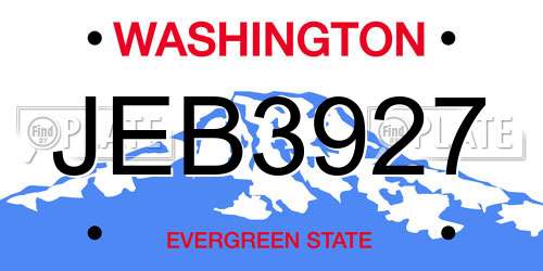JEB3927 Washington License Plate