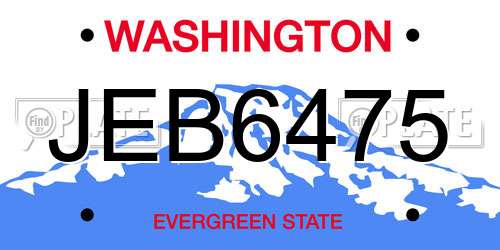 JEB6475 Washington License Plate