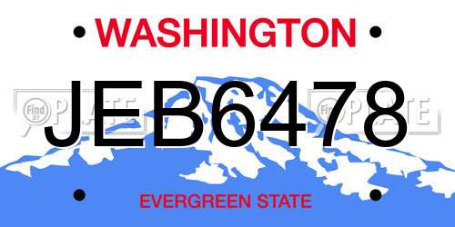 JEB6478 Washington License Plate
