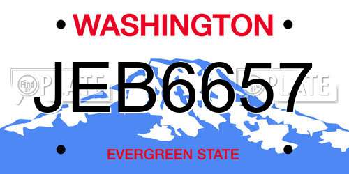 JEB6657 Washington License Plate