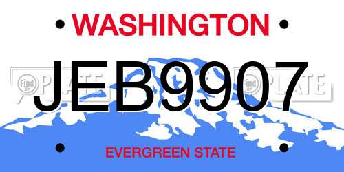 JEB9907 Washington License Plate