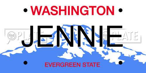 JENNIE Washington License Plate