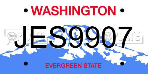 JES9907 Washington License Plate