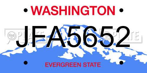 JFA5652 Washington License Plate