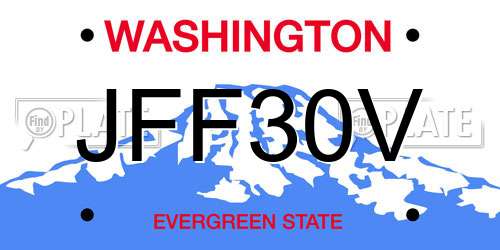 JFF30V Washington License Plate