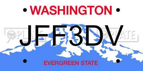 JFF3DV Washington License Plate