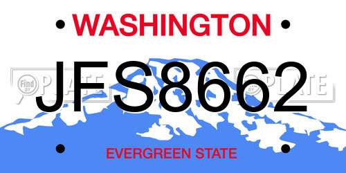 JFS8662 Washington License Plate