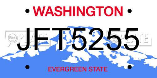 JFT5255 Washington License Plate