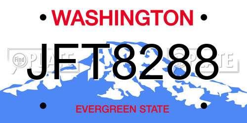 JFT8288 Washington License Plate