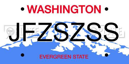 JFZSZSS Washington License Plate