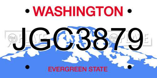 JGC3879 Washington License Plate