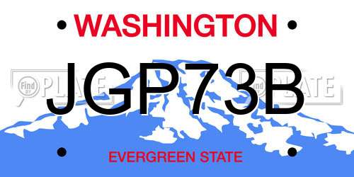 JGP73B Washington License Plate