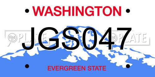 JGS047 Washington License Plate