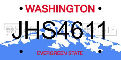JHS4611 Washington License Plate