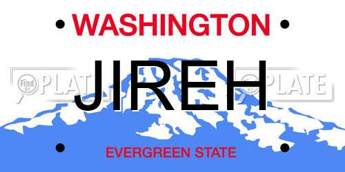 JIREH Washington License Plate